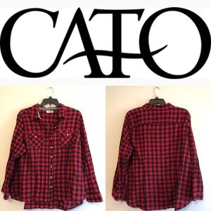 Cato- Red & Black plaid blouse